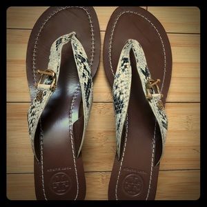 Tory Burch Thong Wedges with Gold Hardware